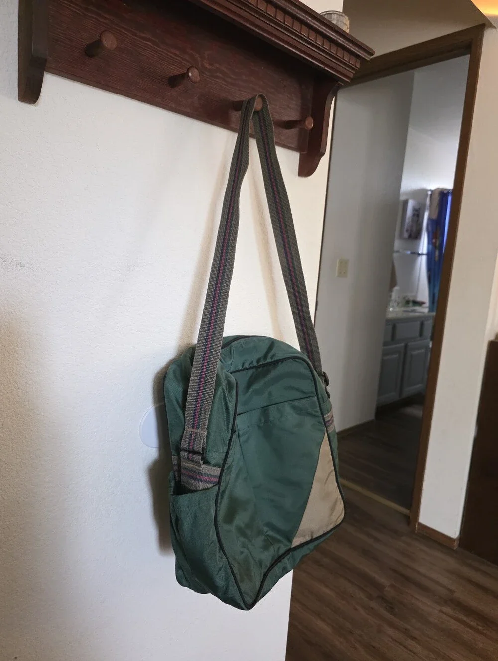 Coleman Green Messenger Bag with Tan Accent
